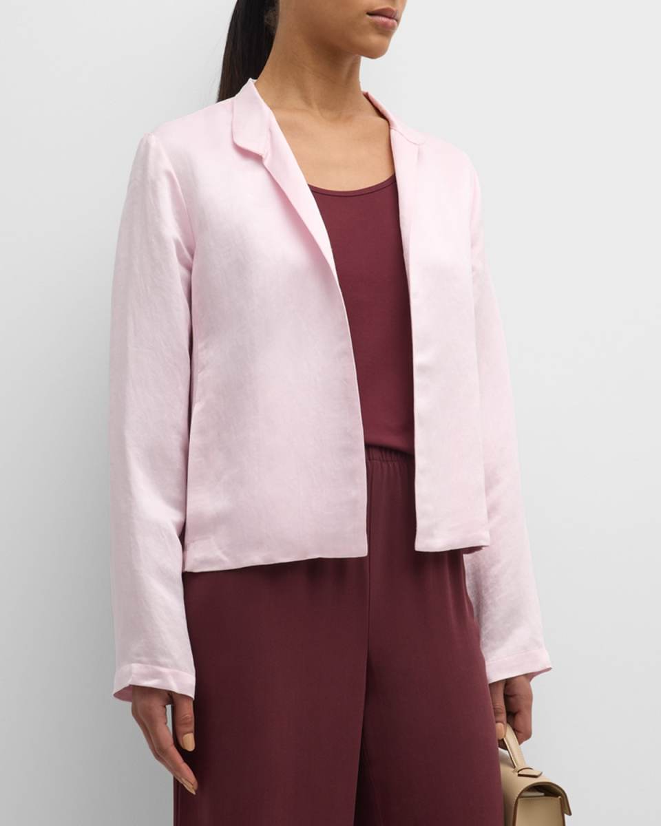 Open-Front Organic Linen-Silk Jacket
